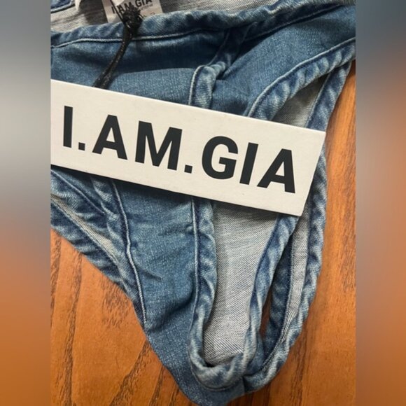 I.AM.GIA Jessica Stretch Denim Bikini Bottom Side Tie in Indigo Size Large NEW - Picture 11 of 13